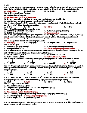 Đề kiểm tra một tiết môn Vật lí lớp 12 (Có đáp án)
